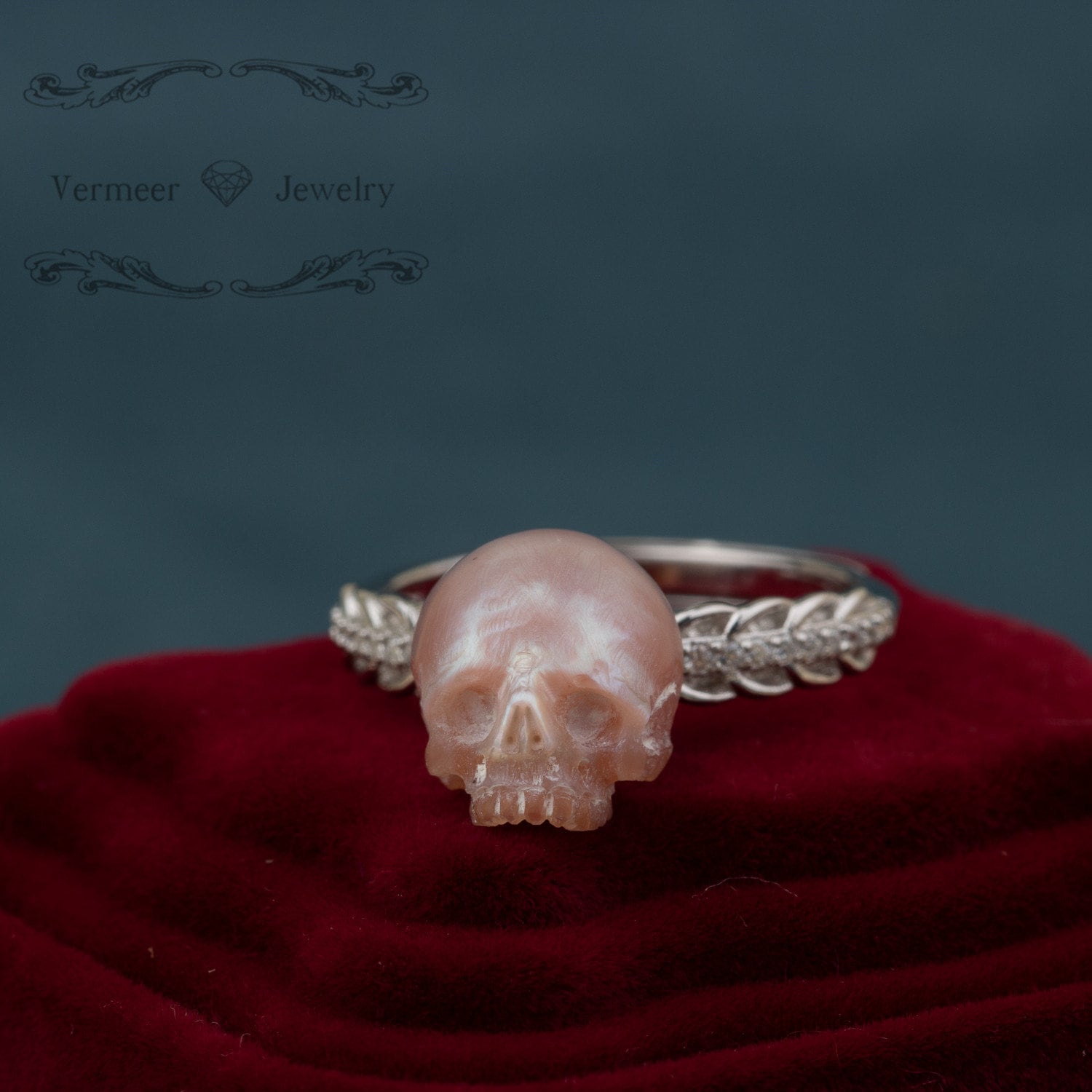 skull carved pearl ring  pink and purple freshwater pearl 11-13mm handmade 925silver engagement ring with zircon