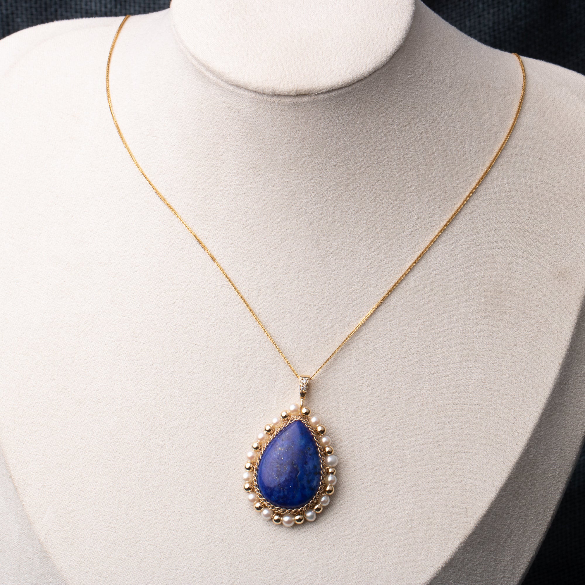 wire wrapped lapis pendant 14k gold filled multi gem  freshwater pearl necklace gorgeous handmade gift for woman