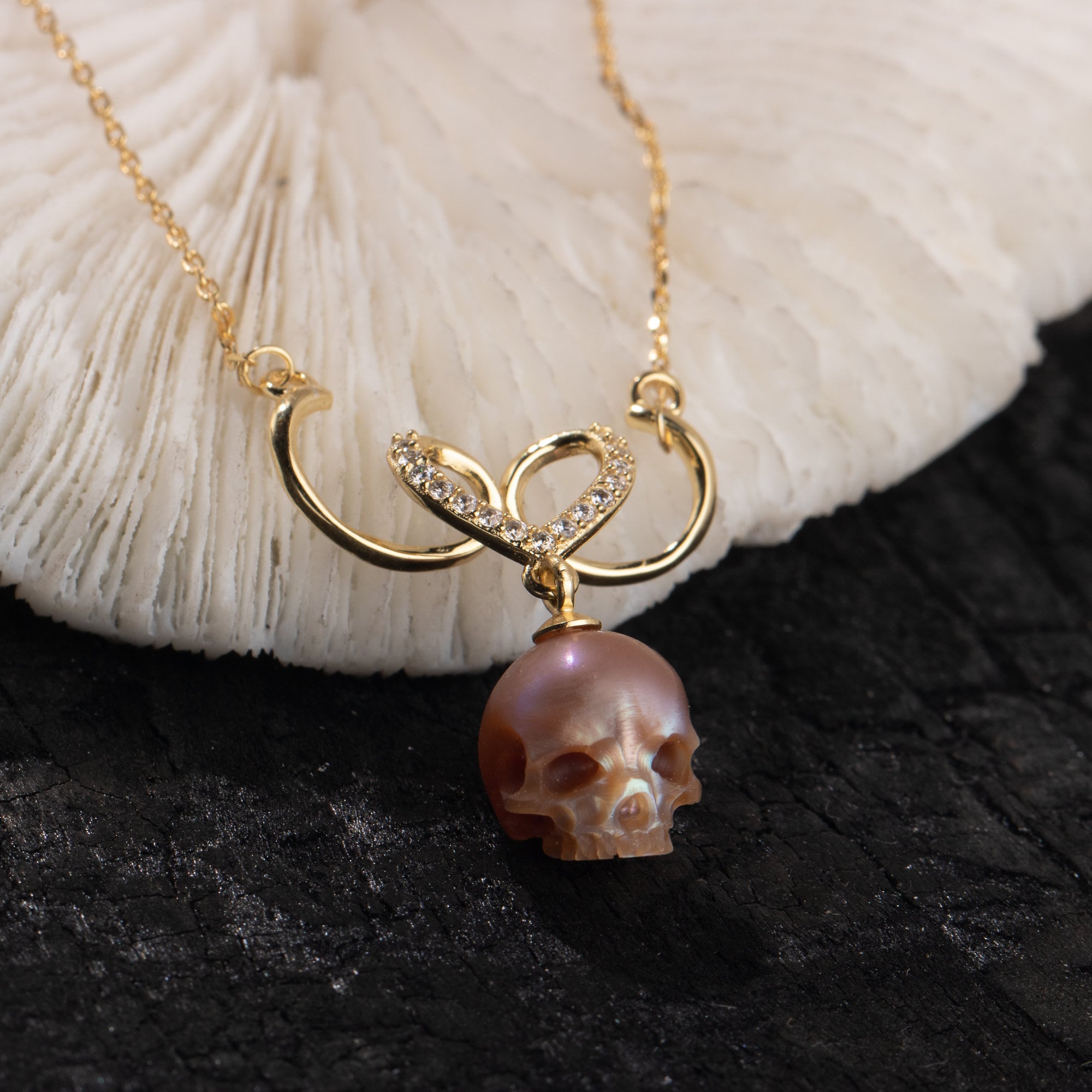 skull pearl necklace freshwater pearl sterling silver heartshape necklace pendant wedding gift