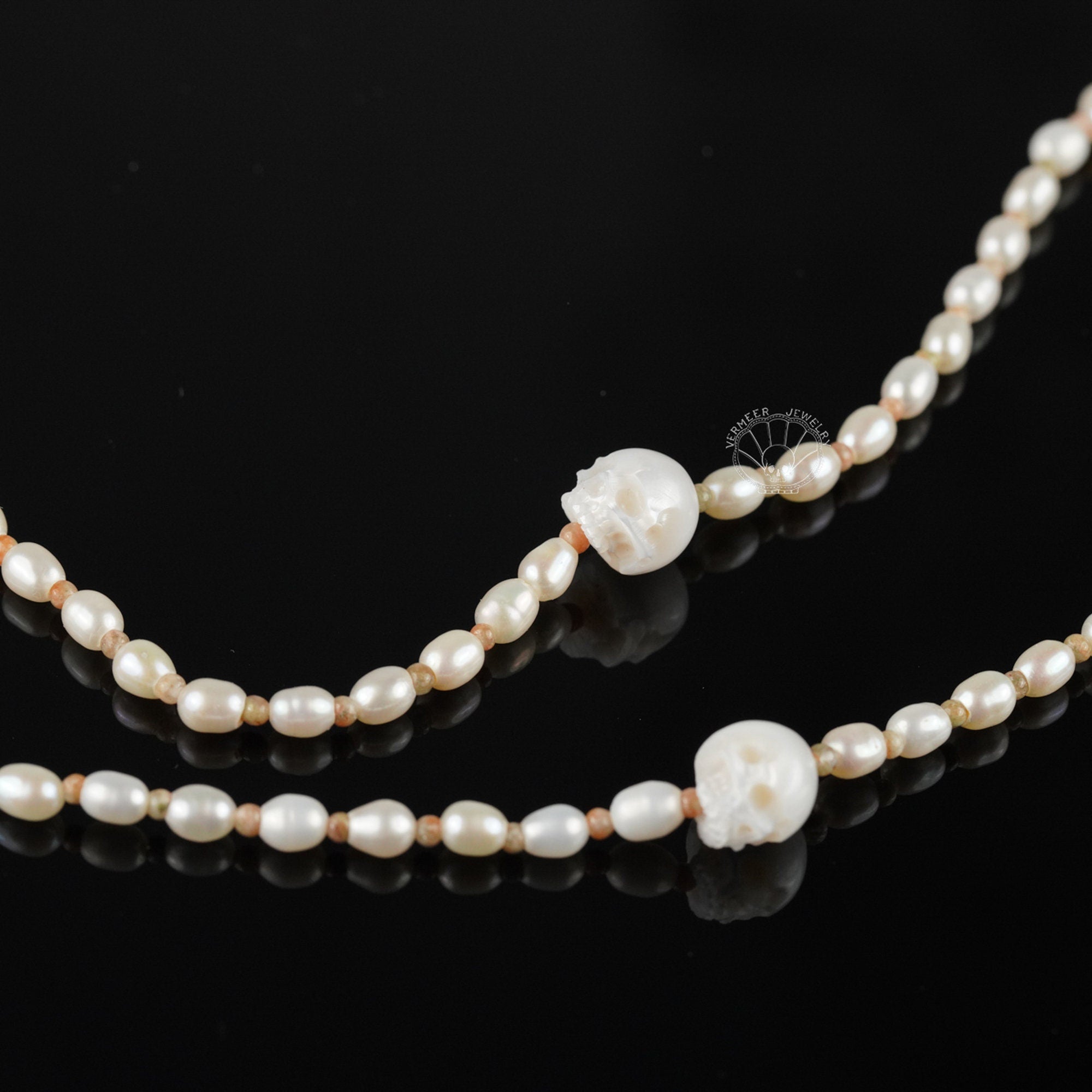 glass chain skull carved pearl Glasses freshwater pearl eyeglasses cord gift for lover